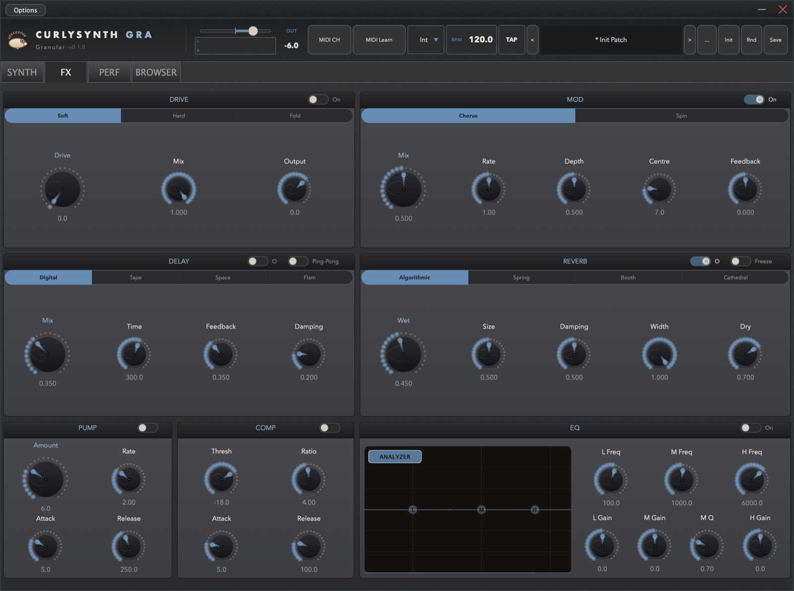 CurlySynth Granular — FX Page