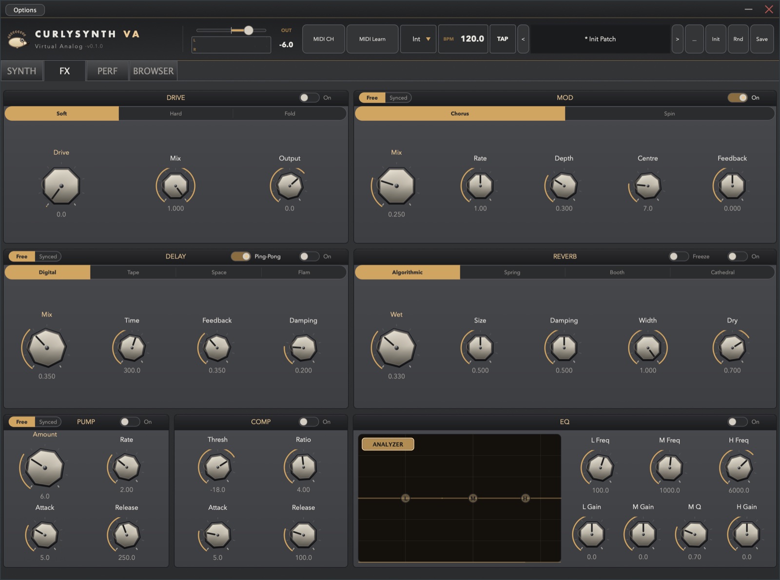 CurlySynth VA — user interface