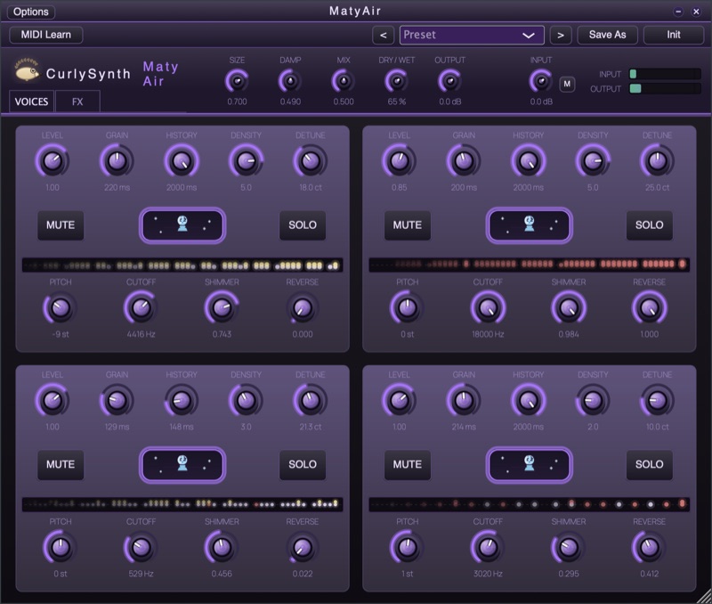 MatyAir user interface